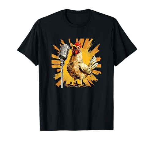 Lustiges Huhn mit Karaoke-Mikrofon Kostüm für Jungen und Mädchen T-Shirt von Karaoke Chicken Outfit