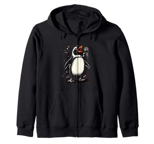 Lustiger Pinguin mit Karaoke-Mikrofon Kostüm für Jungen und Mädchen Kapuzenjacke von Karaoke Penguin