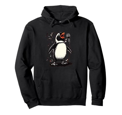Lustiger Pinguin mit Karaoke-Mikrofon Kostüm für Jungen und Mädchen Pullover Hoodie von Karaoke Penguin