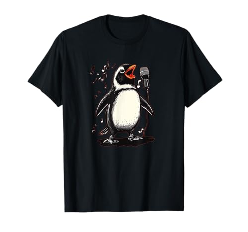 Lustiger Pinguin mit Karaoke-Mikrofon Kostüm für Jungen und Mädchen T-Shirt von Karaoke Penguin
