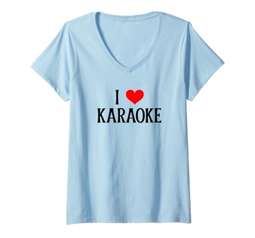 Damen I Love Karaoke I Heart Singing Musiker Komponist Musikliebhaber T-Shirt mit V-Ausschnitt Damen I Love Karaoke I Heart Singing Musiker Komponist Musikliebhaber T-Shirt mit V-Ausschnitt von Karaoke Singer I Love Karaoke Song Writer Singer