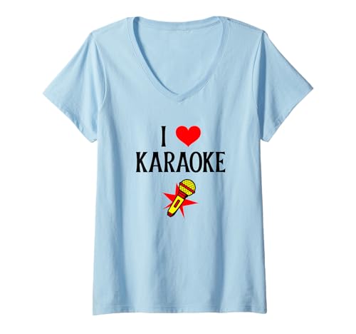Damen I Love Karaoke I Heart Singing Musiker Komponist Musikliebhaber T-Shirt mit V-Ausschnitt Damen I Love Karaoke I Heart Singing Musiker Komponist Musikliebhaber T-Shirt mit V-Ausschnitt von Karaoke Singer I Love Karaoke Song Writer Singer