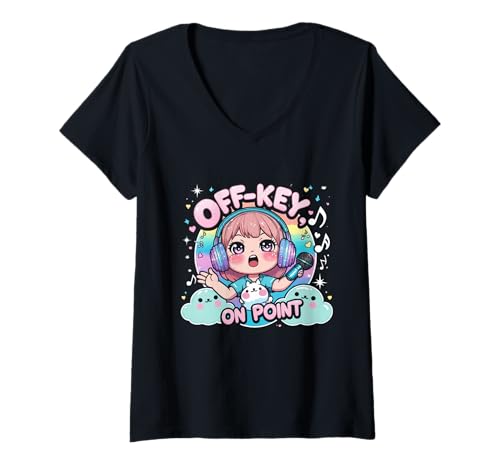 Damen Karaoke Karaokesänger Off-Key On Point T-Shirt mit V-Ausschnitt Damen Karaoke Karaokesänger Off-Key On Point T-Shirt mit V-Ausschnitt von Karaokebar Karaoke