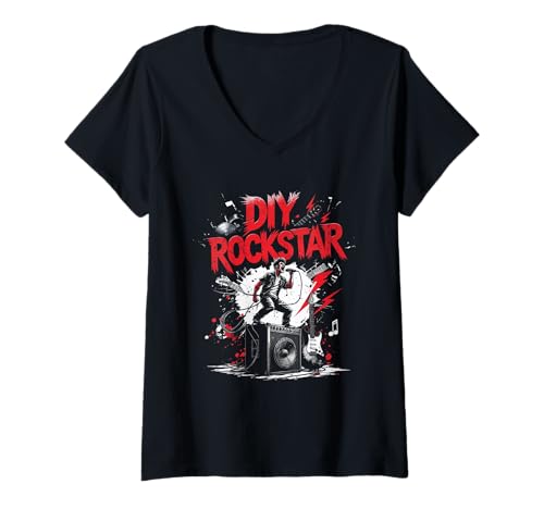 Damen Karaoke Karaokesänger T-Shirt mit V-Ausschnitt Damen Karaoke Karaokesänger T-Shirt mit V-Ausschnitt von Karaokebar Karaoke