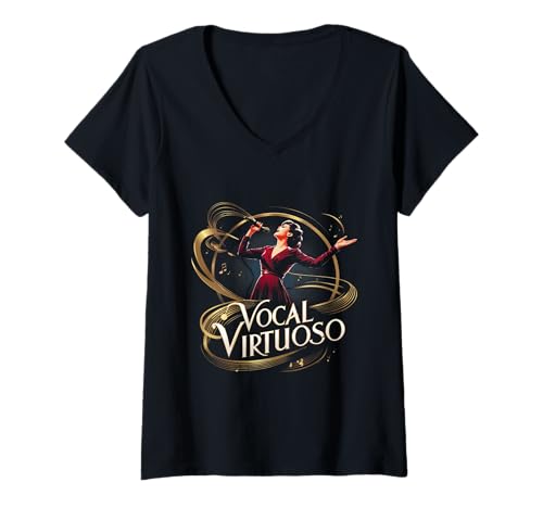 Damen Karaoke Karaokesänger Vocal Virtuoso T-Shirt mit V-Ausschnitt Damen Karaoke Karaokesänger Vocal Virtuoso T-Shirt mit V-Ausschnitt von Karaokebar Karaoke