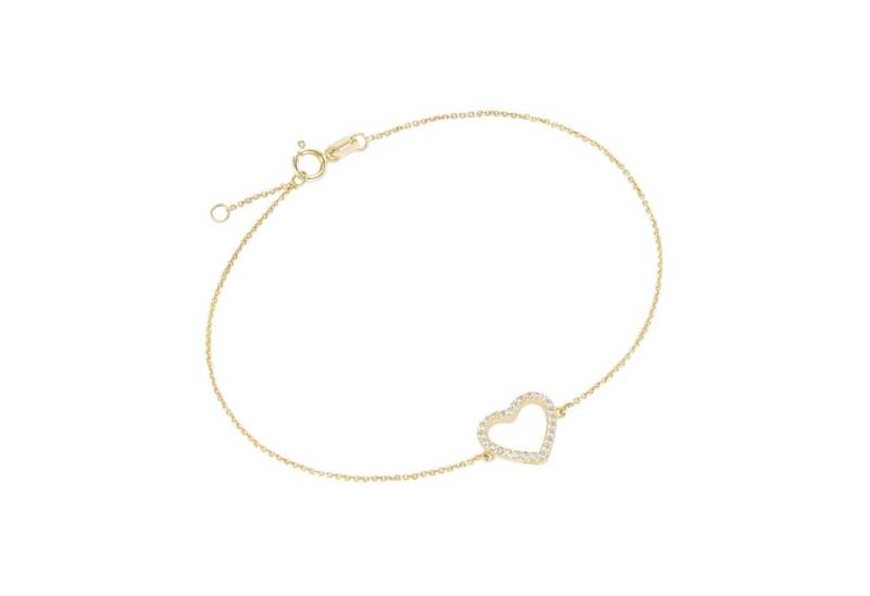 Armband 92013740195 Armband Damen Herz 375/- Gelb-Gold Zirkonie 19,5 cm von Karat