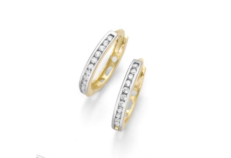 Ohrring-Set 94014440 Ohrringe Klappcreolen Damen 375/- Gelb-Gold Weiss Ø 12 mm von Karat