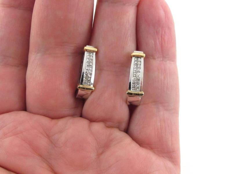 14K Gelb - Und Weißgold-Diamant-Creolen 0.50 Karat von Karatcaratjewelry