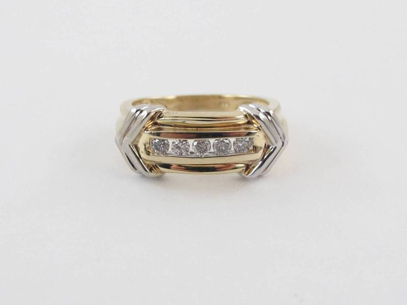 14K Gelbgold Diamant Ehering Ring Größe 7 - Zwei Ton Band von Karatcaratjewelry