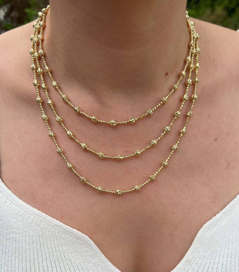 14K Gelbgold Diamantschliff Kugelkette 5 Mm Glänzendes Gold von Karatcaratjewelry