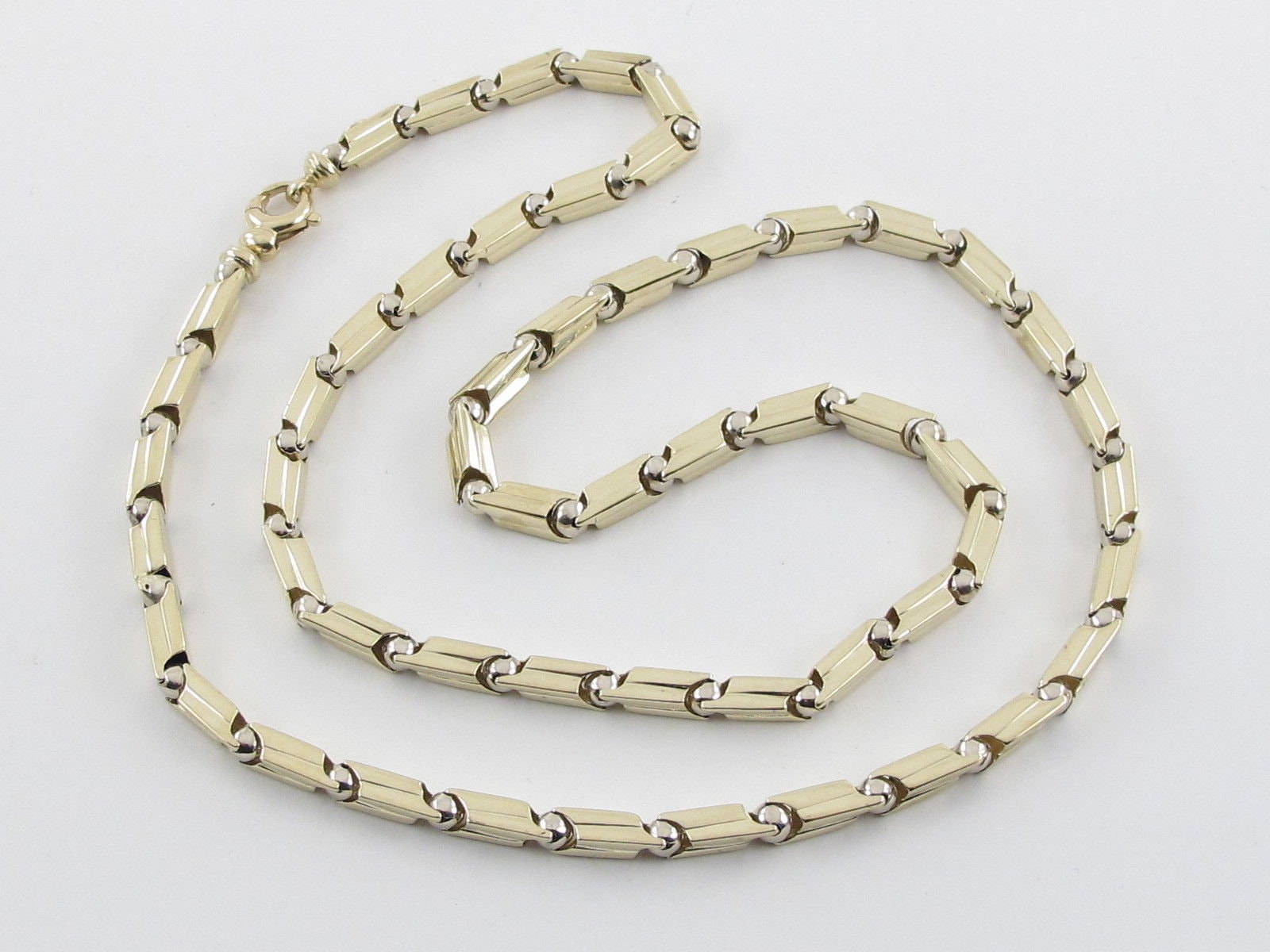 14K Gold Herren Kugelkette Halskette 28 " - Stilvolle Gelb - Und Weißgoldkette 14K Gold Herren Kugelkette Halskette 28 " - Stilvolle Gelb - Und Weißgoldkette von Karatcaratjewelry