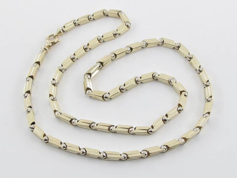 14K Gold Herren Kugelkette Halskette 28 " - Stilvolle Gelb - Und Weißgoldkette von Karatcaratjewelry
