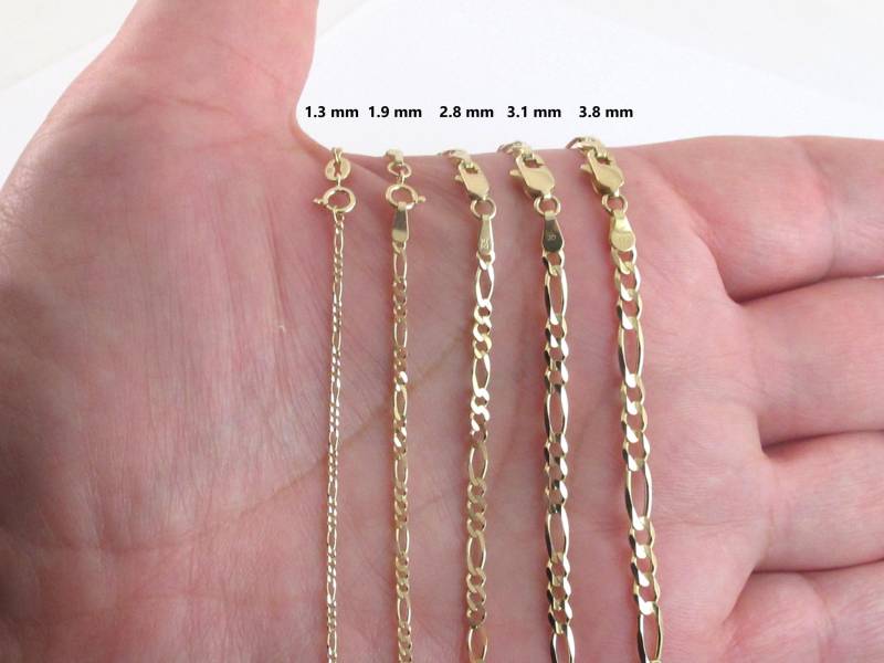 14K Massiv Gelbgold Figaro Kette 10 "16" 18" 20 "22 "24" - Tolle Glänzende Und Robuste Für Frauen Männer Glieder Sind Nicht Hohl von Karatcaratjewelry