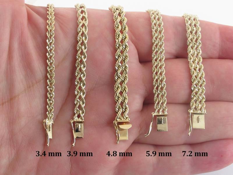 14K Solid Gelb Gold Seil Armband 18 Oder 20 cm von Karatcaratjewelry