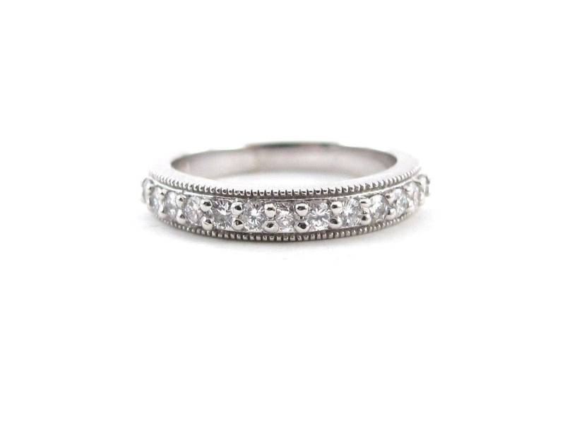 14K Weißgold Diamant Ehering Halb Eternity Ring, Größe 6 3/4 von Karatcaratjewelry