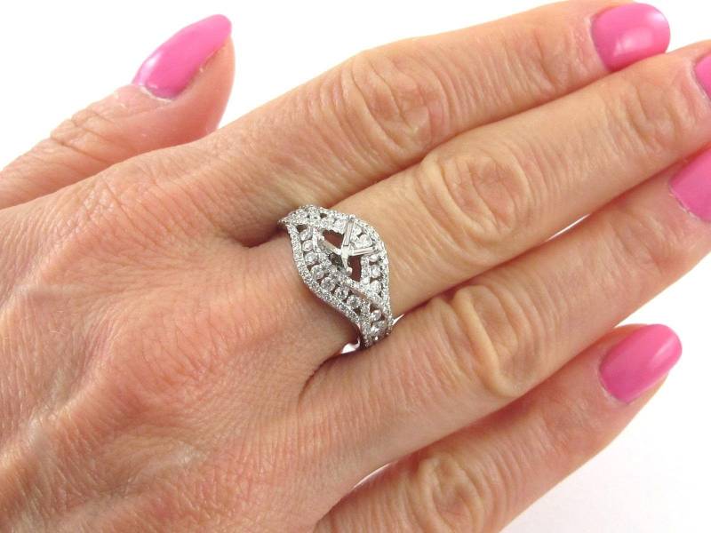 14K Weißgold Diamant Verlobungsring - Eleganter Semi Mount Ring 1.10 von Karatcaratjewelry