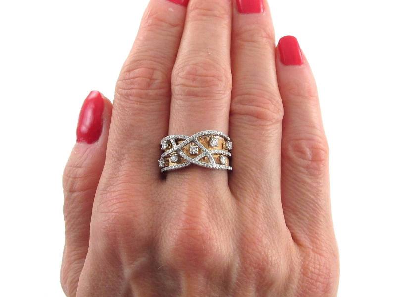 14Kt Weiß- Und Rotgold Diamant Ring - Größe 7 1/4 von Karatcaratjewelry
