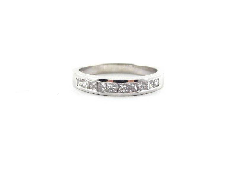Diamant Ehering 14K Weißgold Ring Im Princess Cut, Größe 7 von Karatcaratjewelry