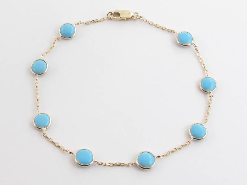 Türkis Großware Station Armband 14K Gelbgold 18 - 20 cm Erhältlich Auch in 26 Fußkette von Karatcaratjewelry