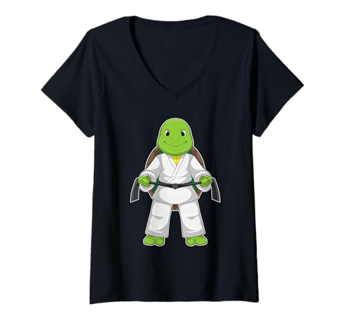 Damen Schildkröte Karate Kampfsport T-Shirt mit V-Ausschnitt Damen Schildkröte Karate Kampfsport T-Shirt mit V-Ausschnitt von Karate Kampfsport