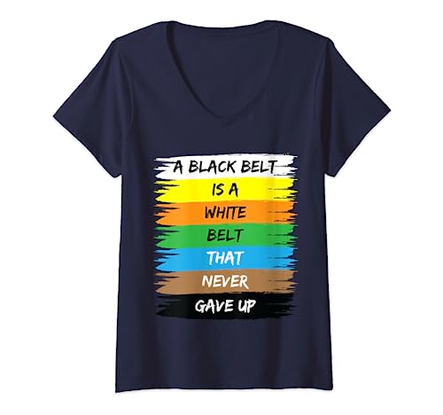 Damen Karate Shotokan Schwarzer Gürtel Kyokushin Goju Wado Shito Ryu T-Shirt mit V-Ausschnitt Damen Karate Shotokan Schwarzer Gürtel Kyokushin Goju Wado Shito Ryu T-Shirt mit V-Ausschnitt von Karate Kata Shotokan Kyokushin Goju Wado Shito Ryu