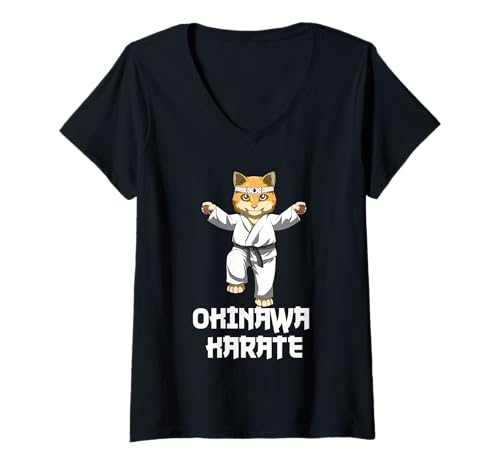 Damen Lustige Karate Katze Kata Kumite T-Shirt mit V-Ausschnitt Damen Lustige Karate Katze Kata Kumite T-Shirt mit V-Ausschnitt von Karate T-Shirt für Jungen