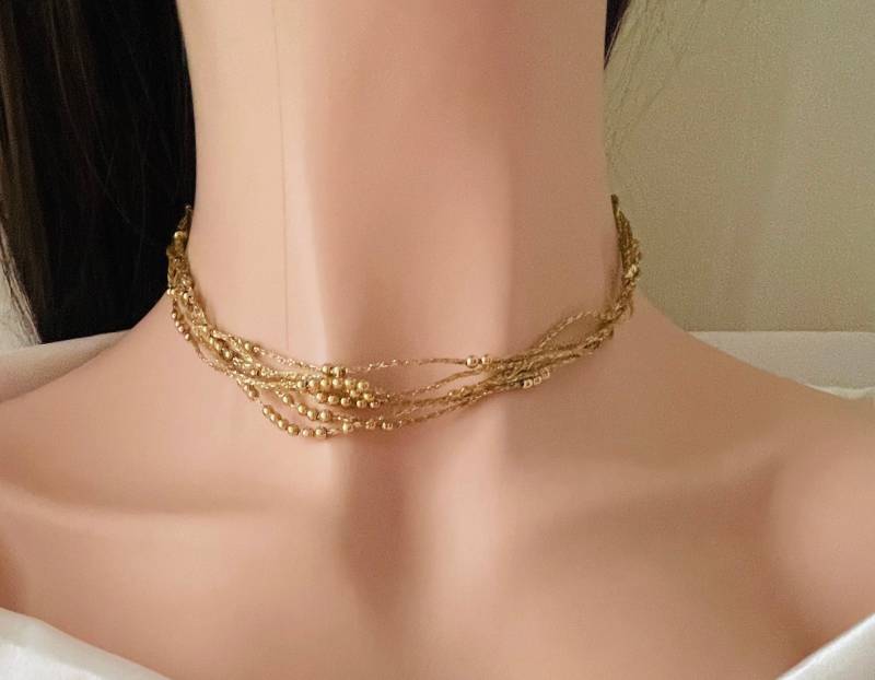 Wire Mesh Halskette Set Aus Massivem 14K Gold/Absolut Wunderschön Designer Style Geschenke Für Sie von KaratnCaratsJewelry