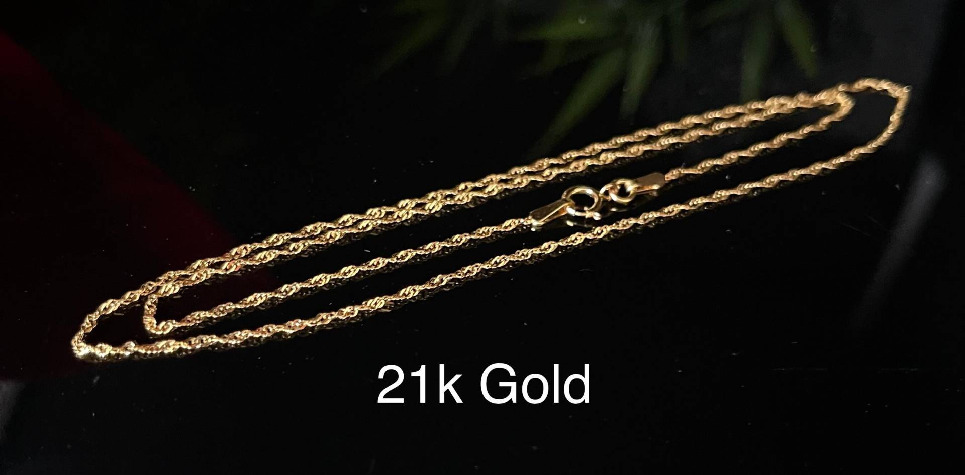 Zierliche Kette Twisted Rope in Solid 21K/16 Zoll Geschenk Kinder Unisex Abschluss Geburtstag Weihnachten von KaratnCaratsJewelry