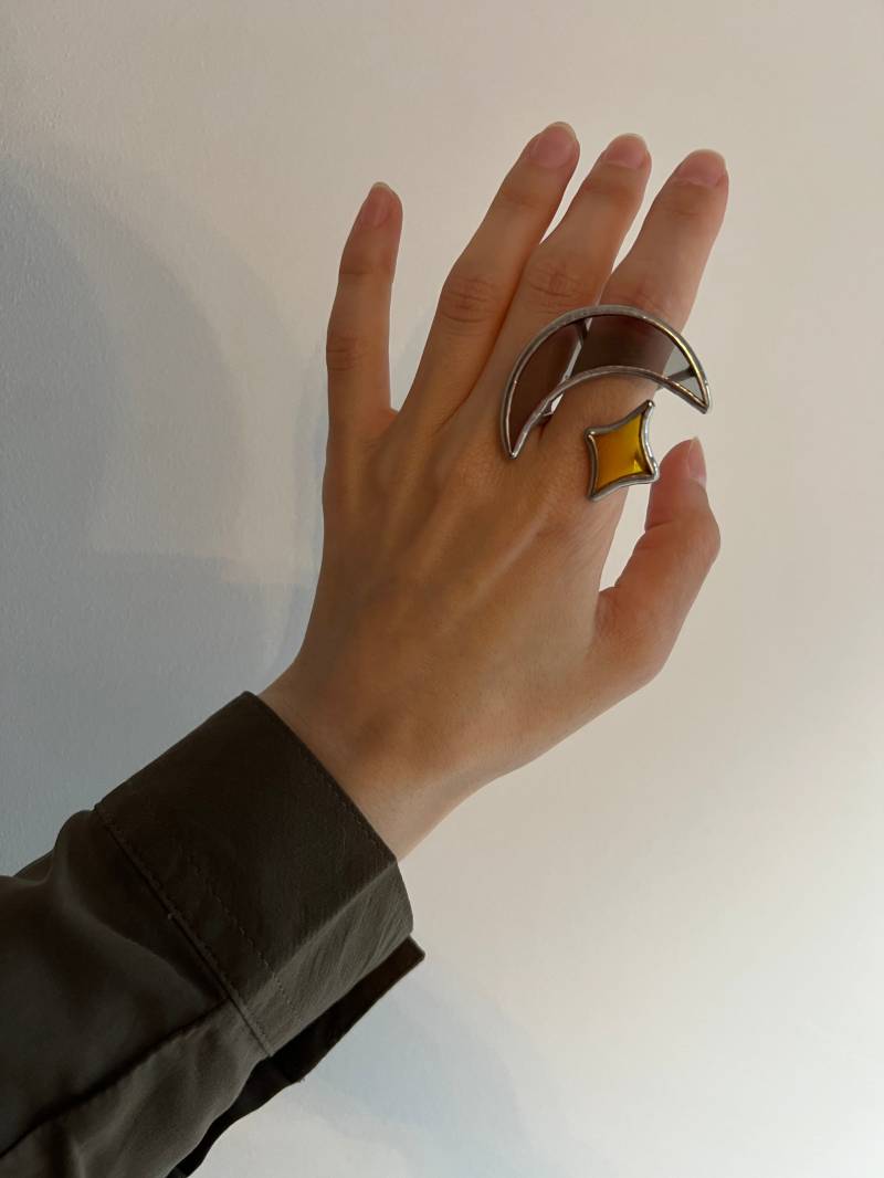 Glasmalerei Mond Und Stern Ring Offener Statement Ring von KaravaevaGlassArt