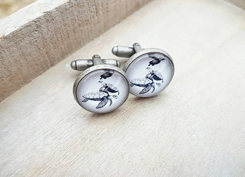 Manschettenknöpfe Mit Meeresschildkröten, Meeresschildkröten Manschettenknöpfe von Karavakishop