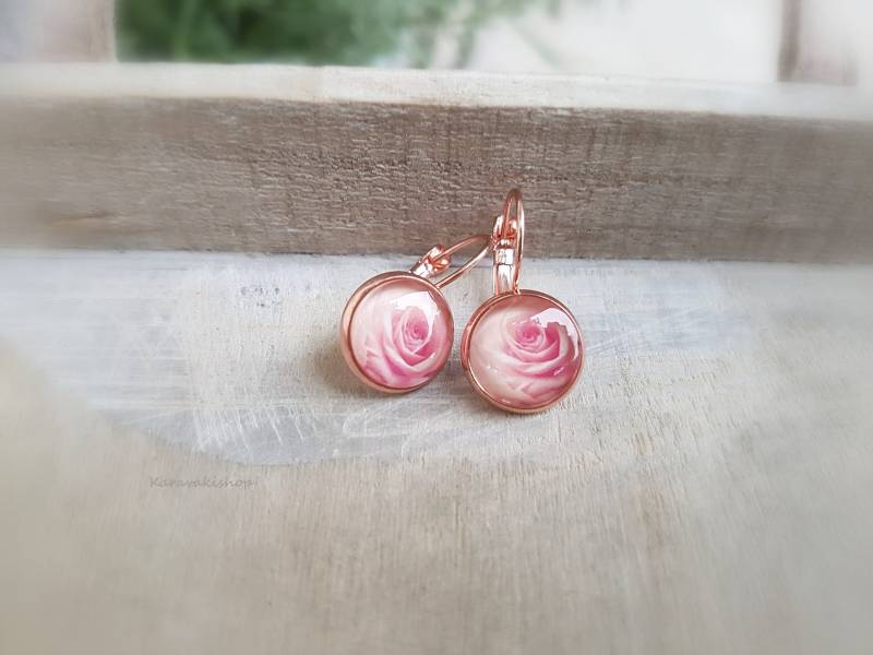 Rosegold Ohrringe Mit Rosa Rosenknospen 12 Mm von Karavakishop