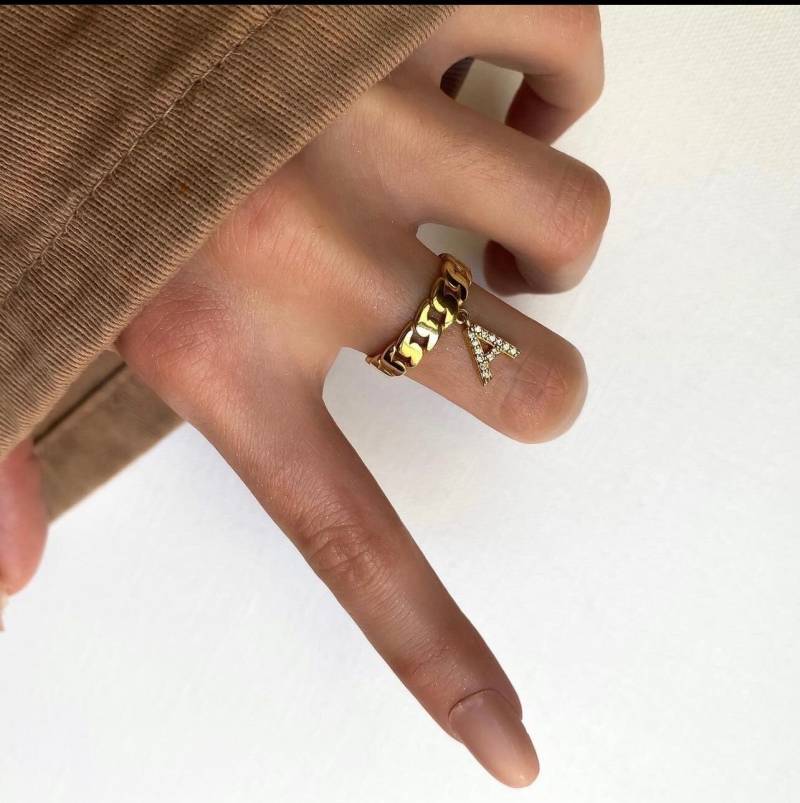 Buchstabenring Ring Gold Mit Buchstabe Jewellery Letter von Kardelenjewellry