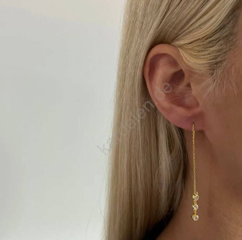 Fiona Hängend Zirkon Ohrring Kp108 von Kardelenjewellry