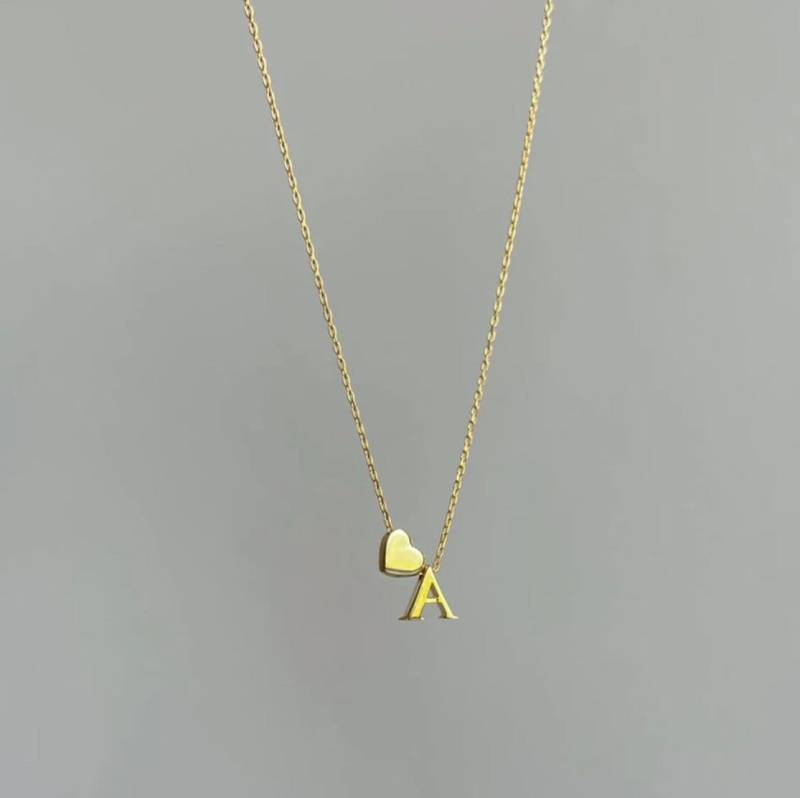 Letter Necklace Buchstabenkette Mit Herz 925 Silber von Kardelenjewellry