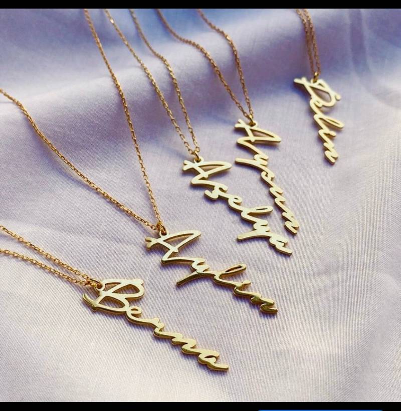 Namenskette Signatur Kette Minimal Unterschrift 925 Silber von Kardelenjewellry