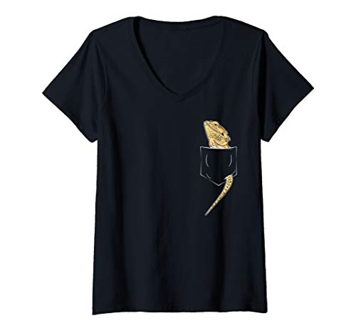 Damen Bartagame Tasche Terrarium Echse Reptilien Bartagamen T-Shirt mit V-Ausschnitt von Kardemumia Bartagamen Designs und Geschenke