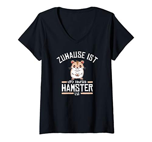 Damen Hamster Zuhause Ist Wo Mein Hamster Ist Zwerghamster T-Shirt mit V-Ausschnitt Damen Hamster Zuhause Ist Wo Mein Hamster Ist Zwerghamster T-Shirt mit V-Ausschnitt von Kardemumia Hamster Design & Zwerghamster Geschenke