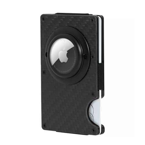 Carbon Fiber Wallet with AirTag Holder – RFID Blocking Slim Wallet for Men – Minimalist Front Pocket Card Holder – Fits 12 Cards – AirTag Not Included (Money Clip, Carbon Black) von Kardilab