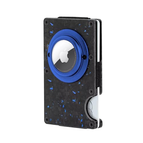 Carbon Fiber Wallet with AirTag Holder – RFID Blocking Slim Wallet for Men – Minimalist Front Pocket Card Holder – Fits 12 Cards – AirTag Not Included (Money Clip, Midnight Blue) von Kardilab