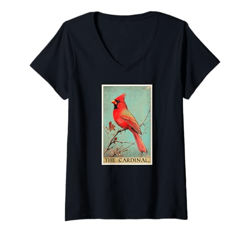 Damen Kardinal Vogel Kardinal Tarot Karte T-Shirt mit V-Ausschnitt Damen Kardinal Vogel Kardinal Tarot Karte T-Shirt mit V-Ausschnitt von Kardinal Vogel Tier Shop