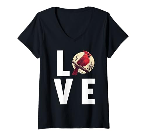 Damen Kardinal Vogel T-Shirt mit V-Ausschnitt Damen Kardinal Vogel T-Shirt mit V-Ausschnitt von Kardinal Vogel Tier Shop