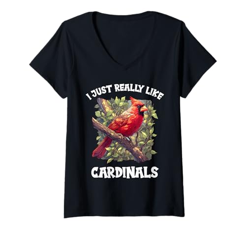 Damen Kardinal Vogel T-Shirt mit V-Ausschnitt Damen Kardinal Vogel T-Shirt mit V-Ausschnitt von Kardinal Vogel Tier Shop