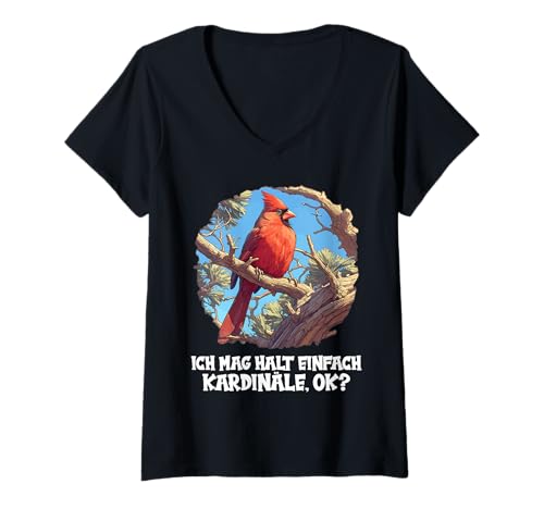 Damen Kardinal Vogel T-Shirt mit V-Ausschnitt Damen Kardinal Vogel T-Shirt mit V-Ausschnitt von Kardinal Vogel Tier Shop