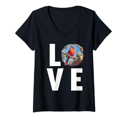 Damen Kardinal Vogel T-Shirt mit V-Ausschnitt Damen Kardinal Vogel T-Shirt mit V-Ausschnitt von Kardinal Vogel Tier Shop