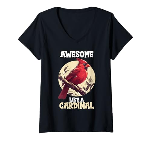 Damen Kardinal Vogel T-Shirt mit V-Ausschnitt Damen Kardinal Vogel T-Shirt mit V-Ausschnitt von Kardinal Vogel Tier Shop