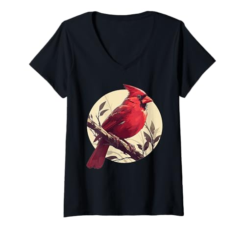Damen Kardinal Vogel T-Shirt mit V-Ausschnitt Damen Kardinal Vogel T-Shirt mit V-Ausschnitt von Kardinal Vogel Tier Shop