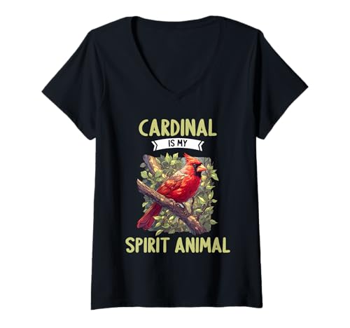 Damen Kardinal Vogel T-Shirt mit V-Ausschnitt Damen Kardinal Vogel T-Shirt mit V-Ausschnitt von Kardinal Vogel Tier Shop