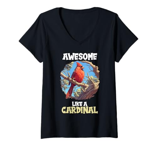 Damen Kardinal Vogel T-Shirt mit V-Ausschnitt Damen Kardinal Vogel T-Shirt mit V-Ausschnitt von Kardinal Vogel Tier Shop