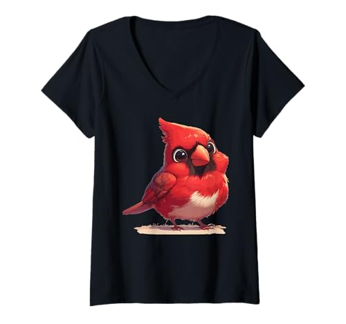 Damen Kardinal Vogel T-Shirt mit V-Ausschnitt Damen Kardinal Vogel T-Shirt mit V-Ausschnitt von Kardinal Vogel Tier Shop