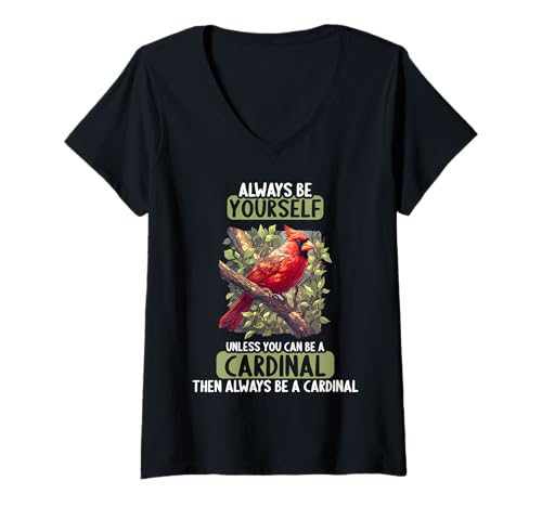 Damen Kardinal Vogel T-Shirt mit V-Ausschnitt Damen Kardinal Vogel T-Shirt mit V-Ausschnitt von Kardinal Vogel Tier Shop